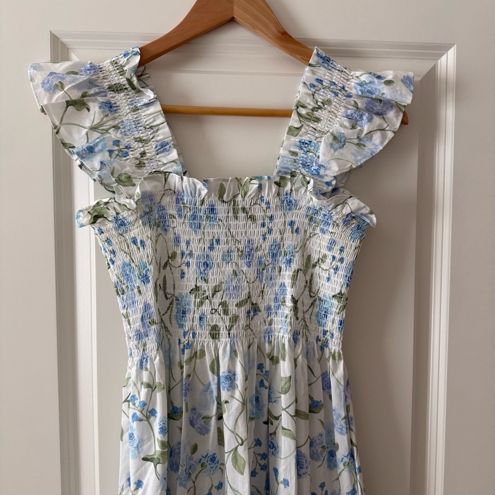 The Ellie Nap Dress in Blue Peony Bouquet Cotton - Picture 3 of 6